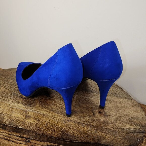 NWOB Blue Faux Suede Stiletto Heels Size 8/8.5 - Picture 4 of 10